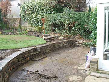 Curved garden wall
